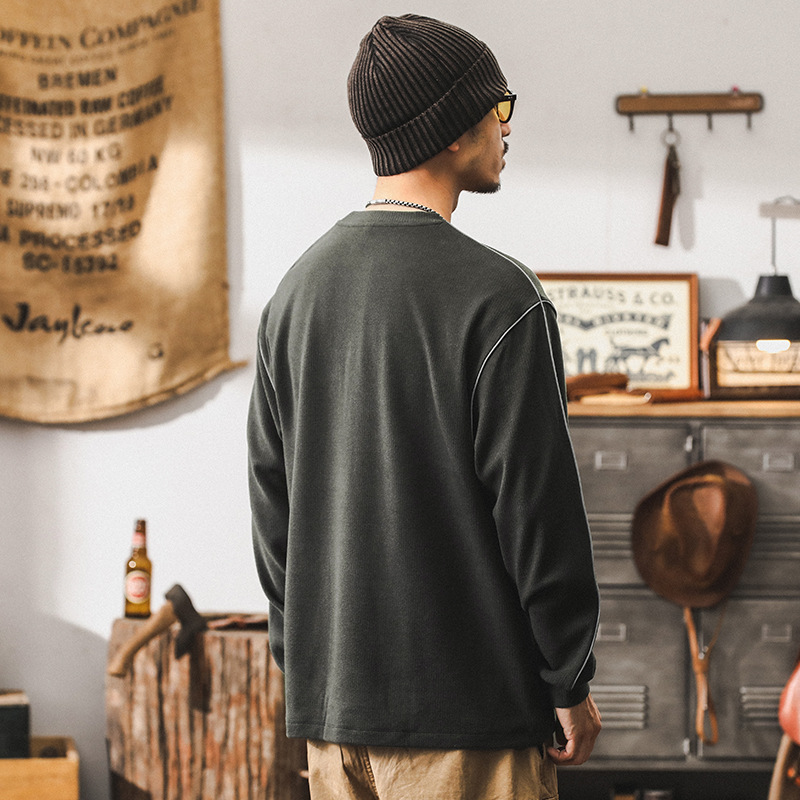 美式360g重磅長袖T恤男秋季潮牌ins潮流親膚柔軟打底衫男寬鬆上衣