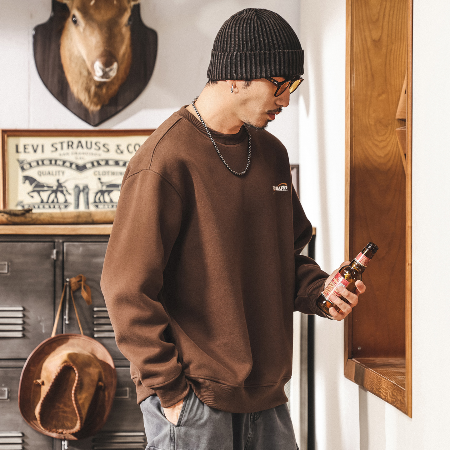 美式復古衛衣男秋季新款潮牌420g重磅寬鬆大碼簡約休閒男士上衣潮