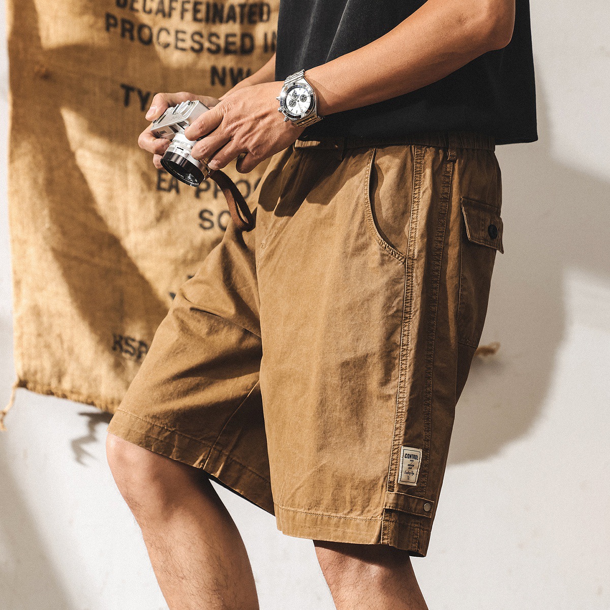 美式復古水洗工裝短褲男夏季新款潮牌中褲寬鬆大碼休閒五分褲子男