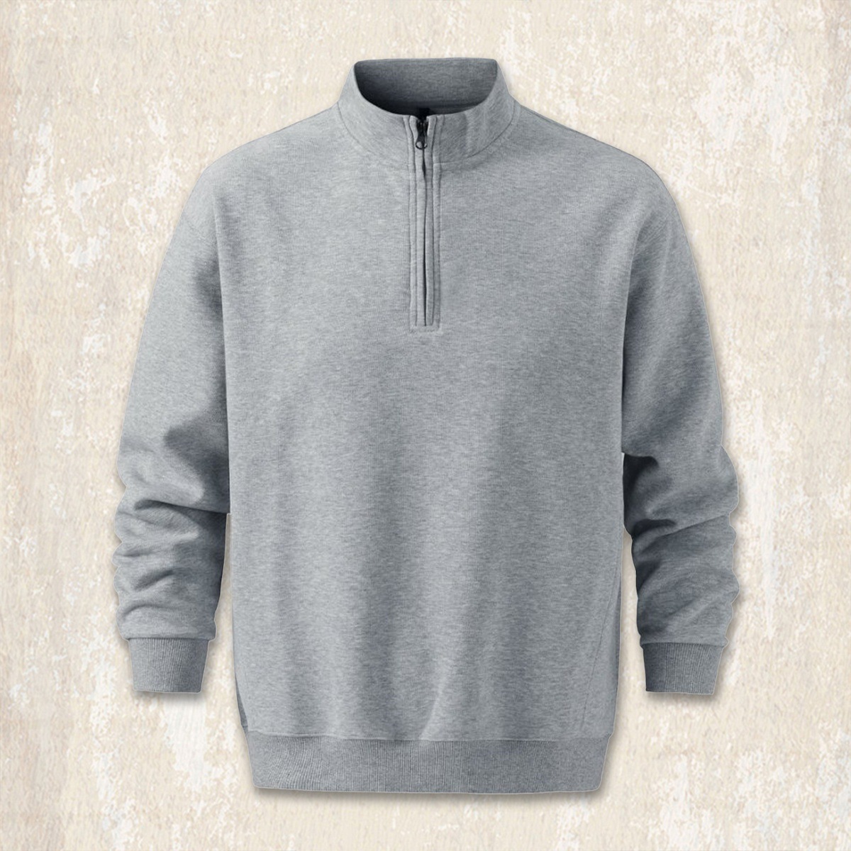 美式復古半拉鍊套頭衛衣男春秋新款立領兔兔絨潮牌寬鬆秋季上衣男
