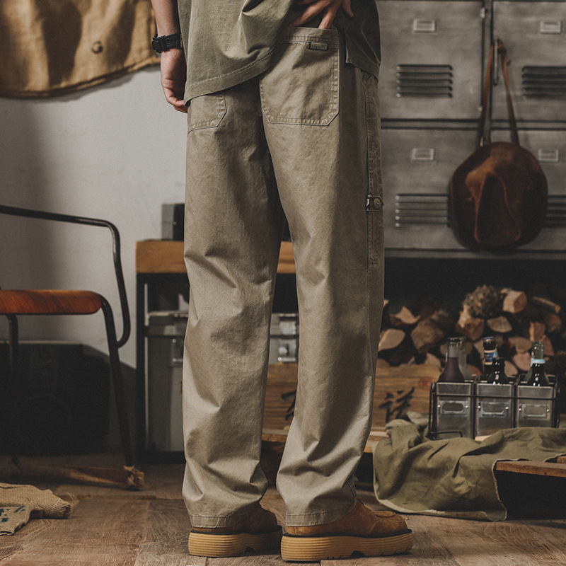 傑雷諾美式工裝褲子男春秋款寬鬆潮牌男士休閒褲秋季闊腿直筒褲男