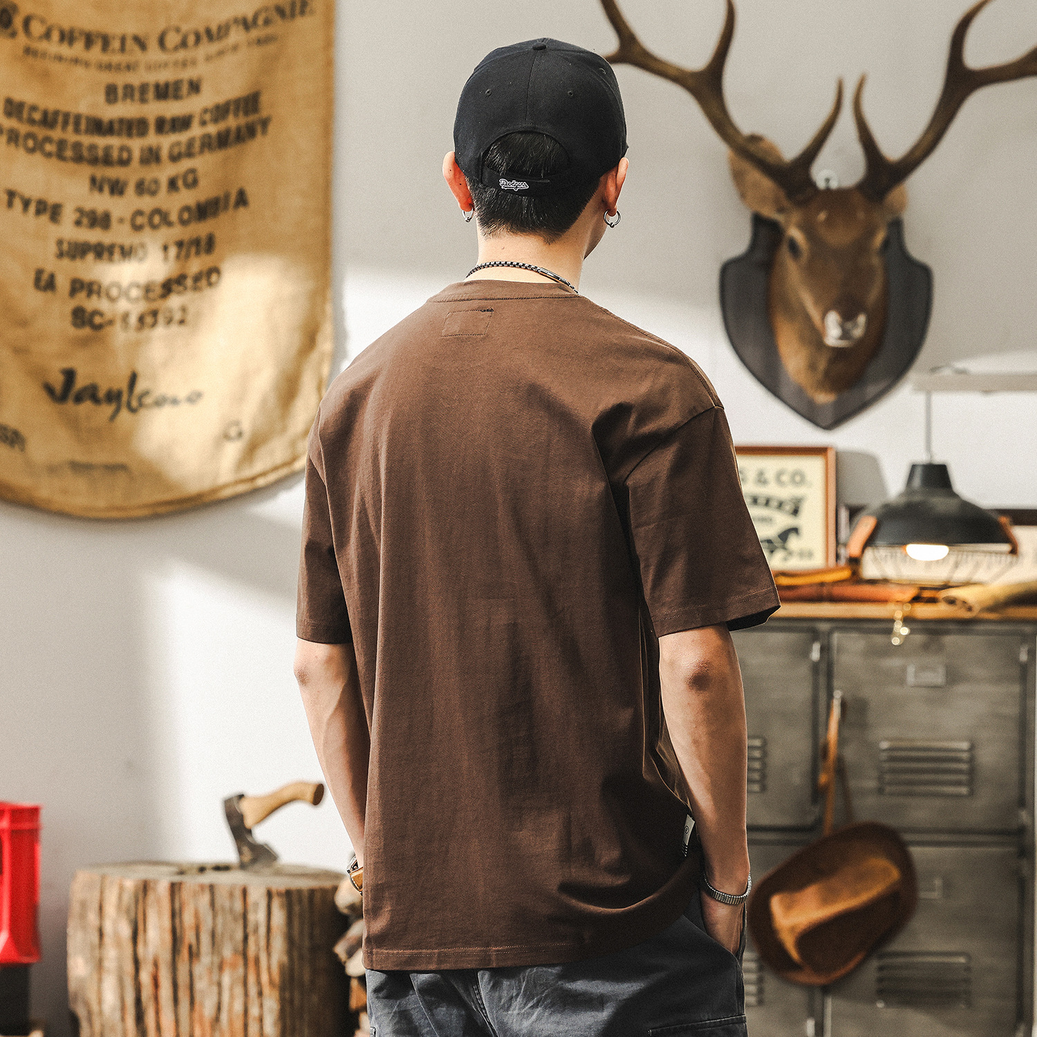 美式復古T恤夏季刺繡短袖男款2025新款寬鬆潮牌貼布印花上衣