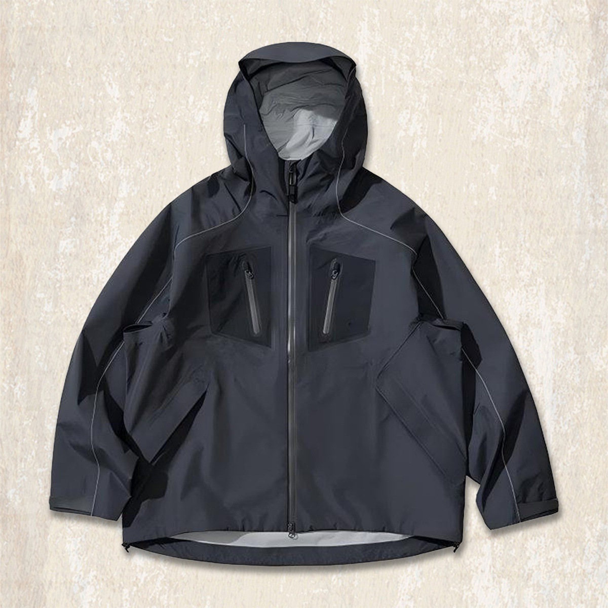 美式復古山系戶外壓膠防水衝鋒衣外套男春秋新款徒步登山工裝夾克