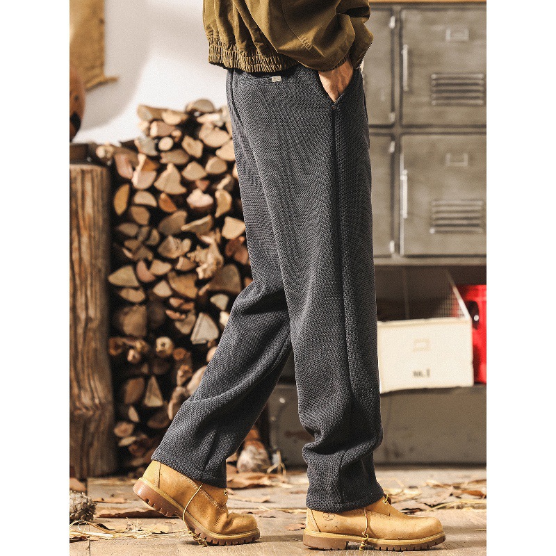 高級感雪尼爾褲子男士2025新款秋冬加厚潮牌寬鬆直筒美式休閒褲男