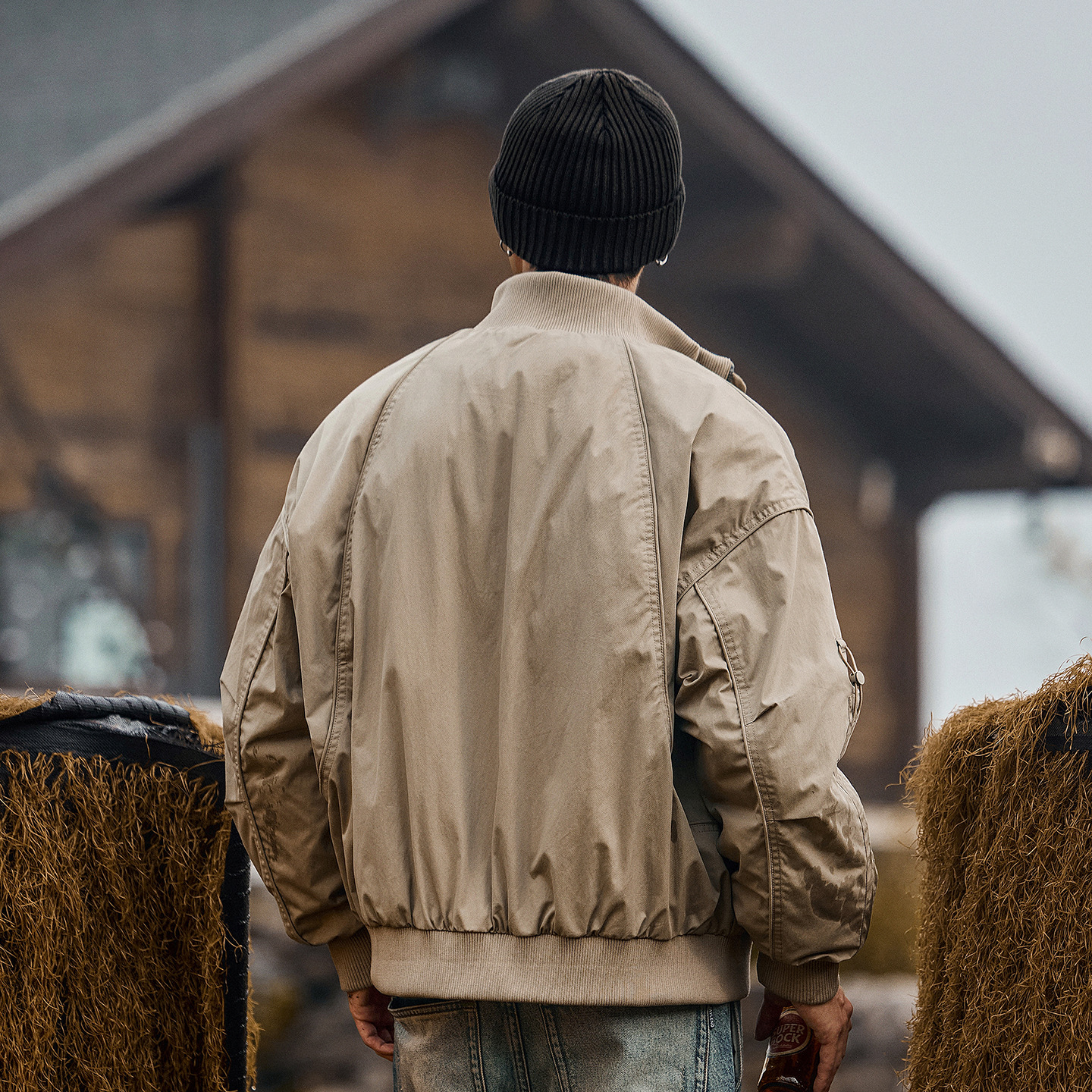 美式復古90白鴨絨蓬鬆工裝羽絨服男款冬季加厚保暖寬鬆飛行員外套