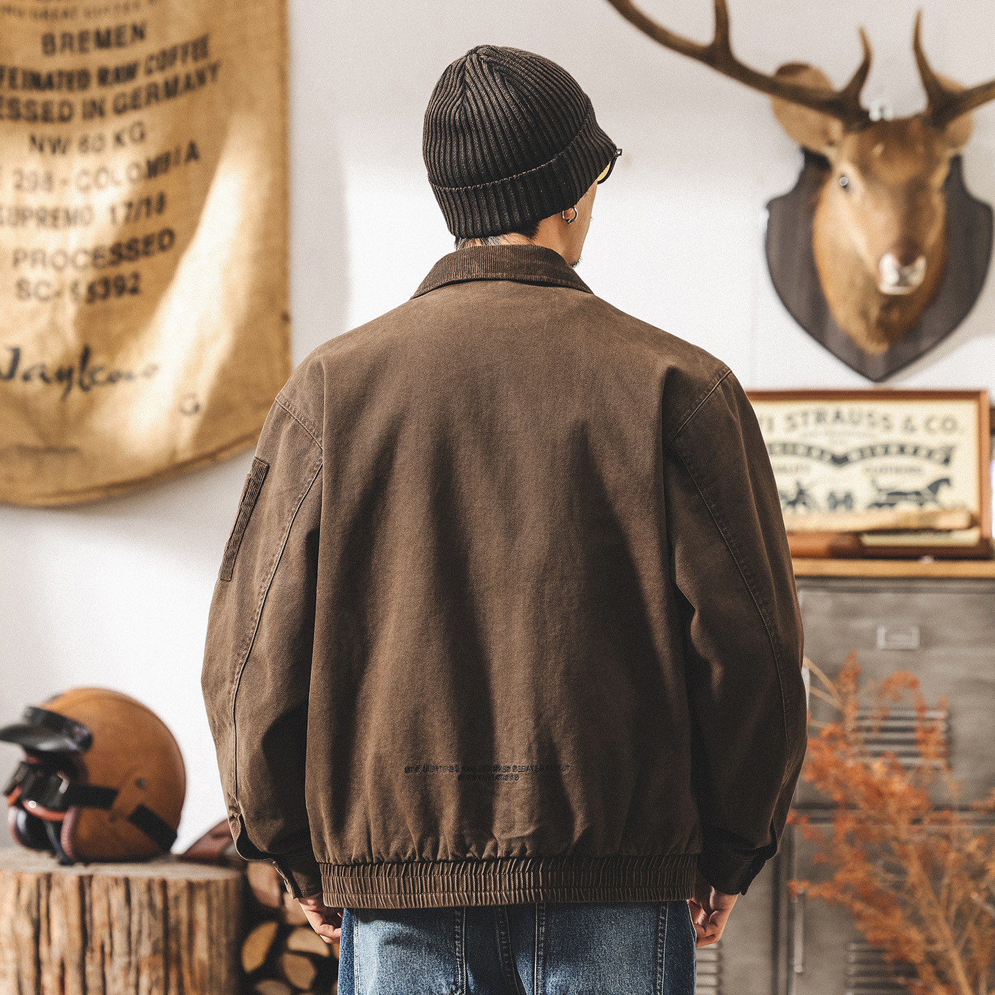 美式復古工裝外套男春秋寬鬆硬漢寬鬆潮牌美拉德休閒戶外獵裝夾克