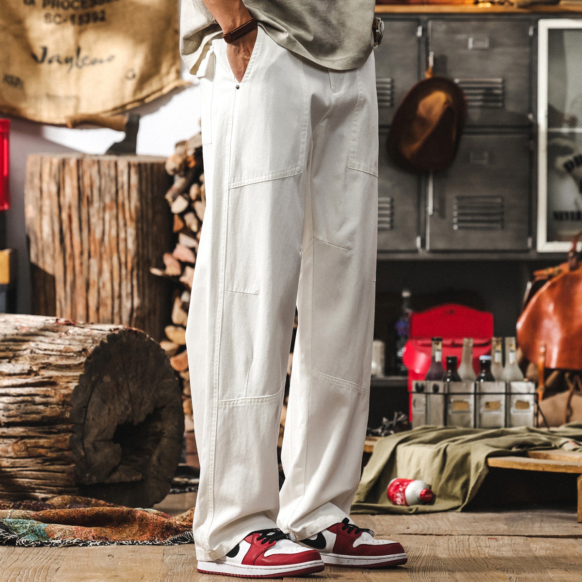 萊賽爾天絲薄款鬆弛感男褲子夏季寬鬆直筒闊腿褲男士垂感休閒長褲