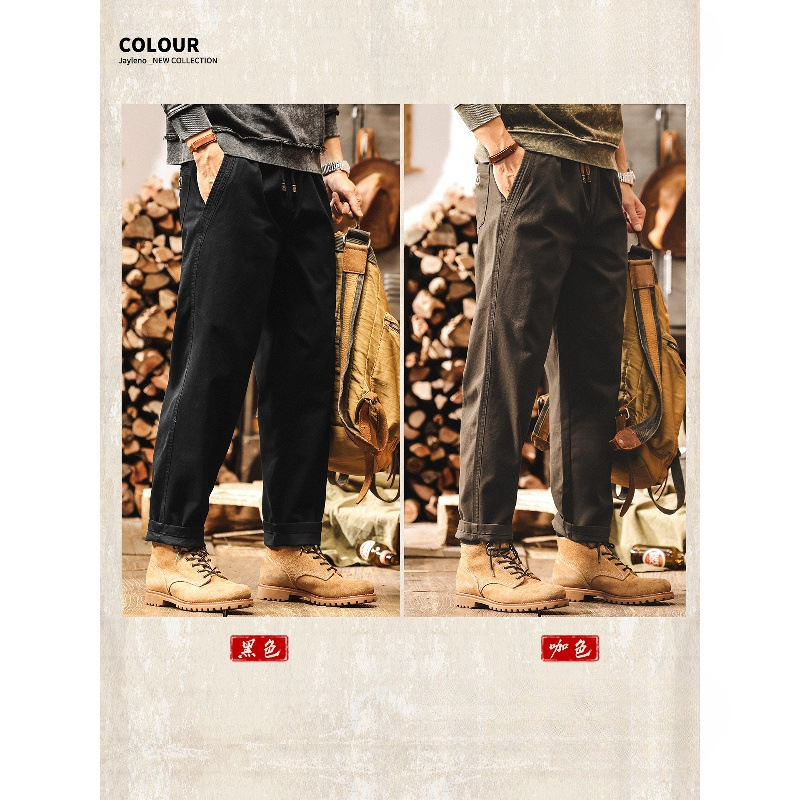 美式覆古秋季褲子男2025新款寬鬆直筒男士休閒褲春秋潮流工裝長褲