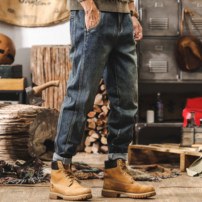 杰雷諾美式復古水洗牛仔褲2024新款男士潮牌褲子寬鬆直筒休閒褲男