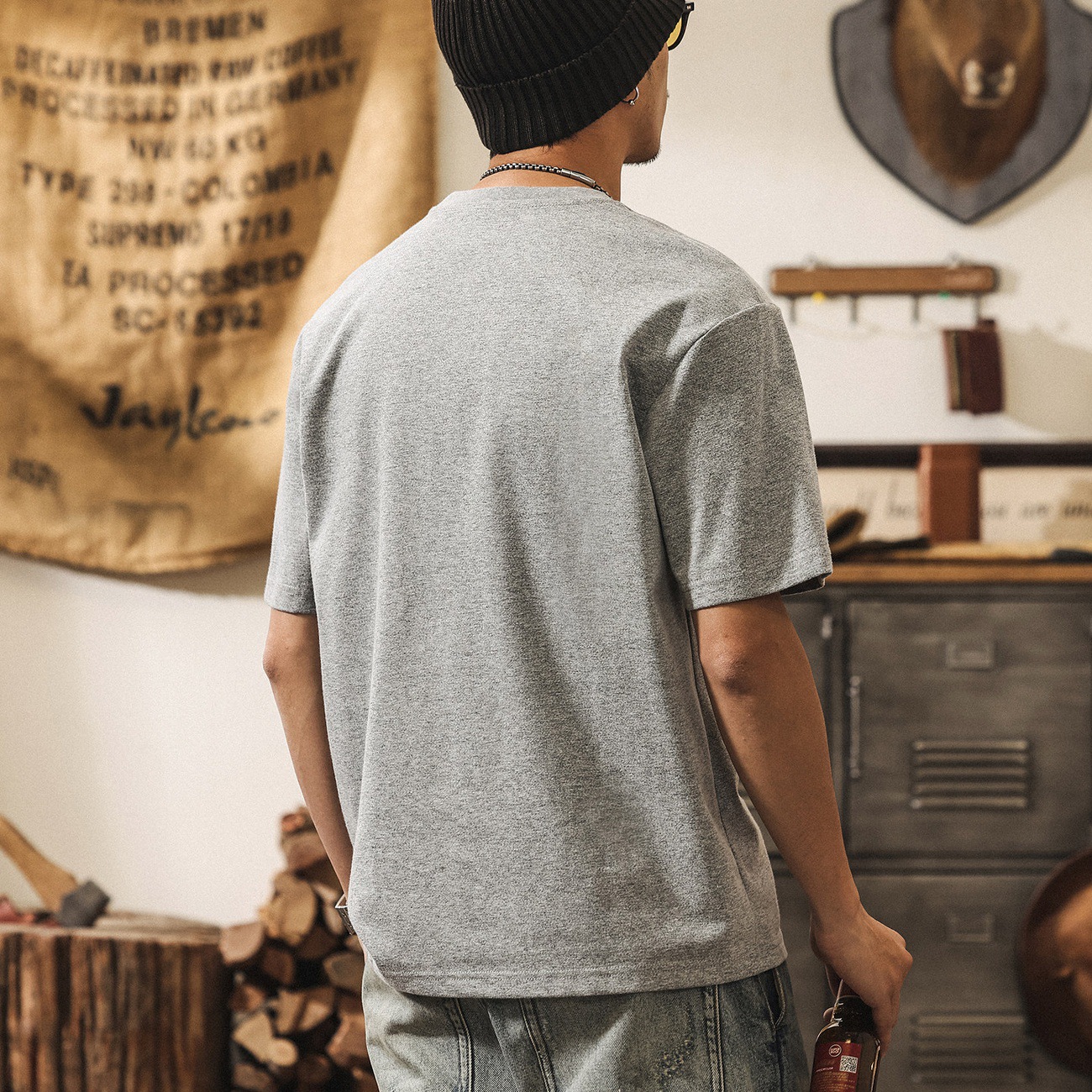 美式復古開口笑小解構男士短袖T恤夏季2026新款潮流拼接寬鬆上衣T