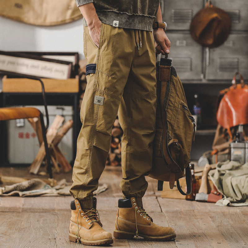 春季新款潮牌工裝褲子男春季寬鬆直筒男士休閒褲痞帥潮流束腳褲男