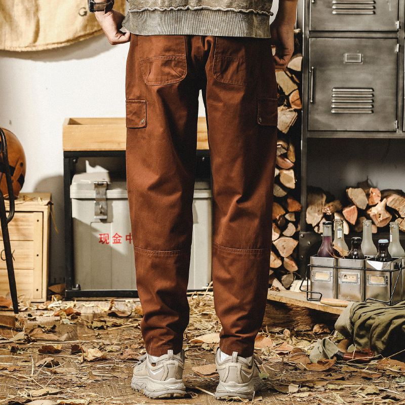 杰雷諾美式復古直筒休閒褲男秋冬款寬鬆潮牌痞帥戰術工裝褲男