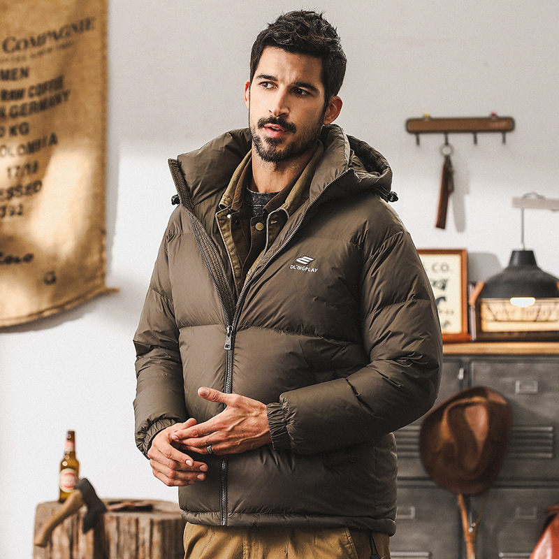 美式高蓬鬆灰鴨絨羽絨服男冬季石墨烯加厚保暖麵包服戶外休閒外套