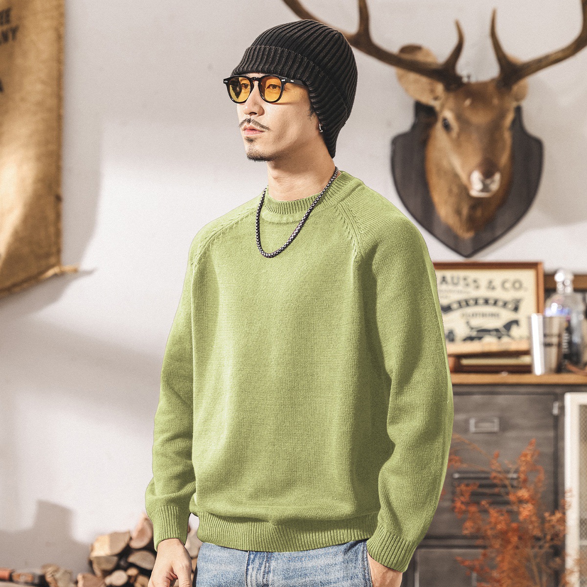 美式復古毛衣男款冬季2025新款保暖簡約基礎針織衫男士內搭毛線衣