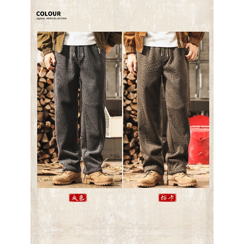 美式复古雪尼尔裤子男春秋加厚高级感重磅2025新款宽松直筒休闲裤
