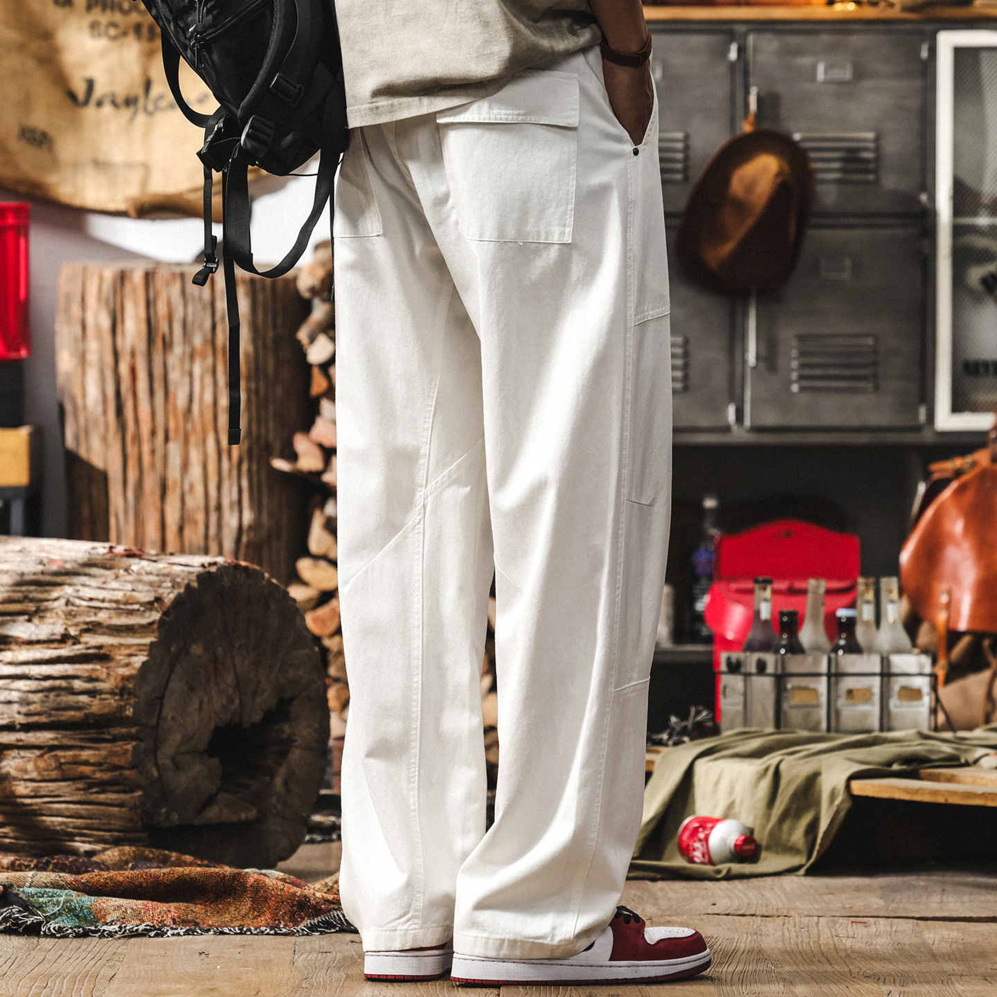 萊賽爾天絲薄款鬆弛感男褲子夏季寬鬆直筒闊腿褲男士垂感休閒長褲