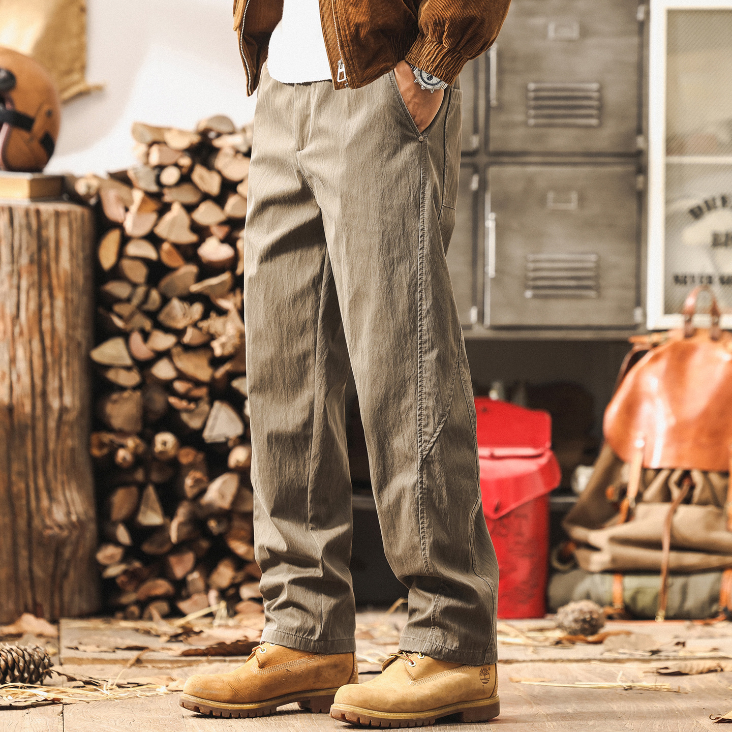 美式復古秋季褲子男2025新款簡約潮牌男士休閒褲寬鬆直筒春秋長褲