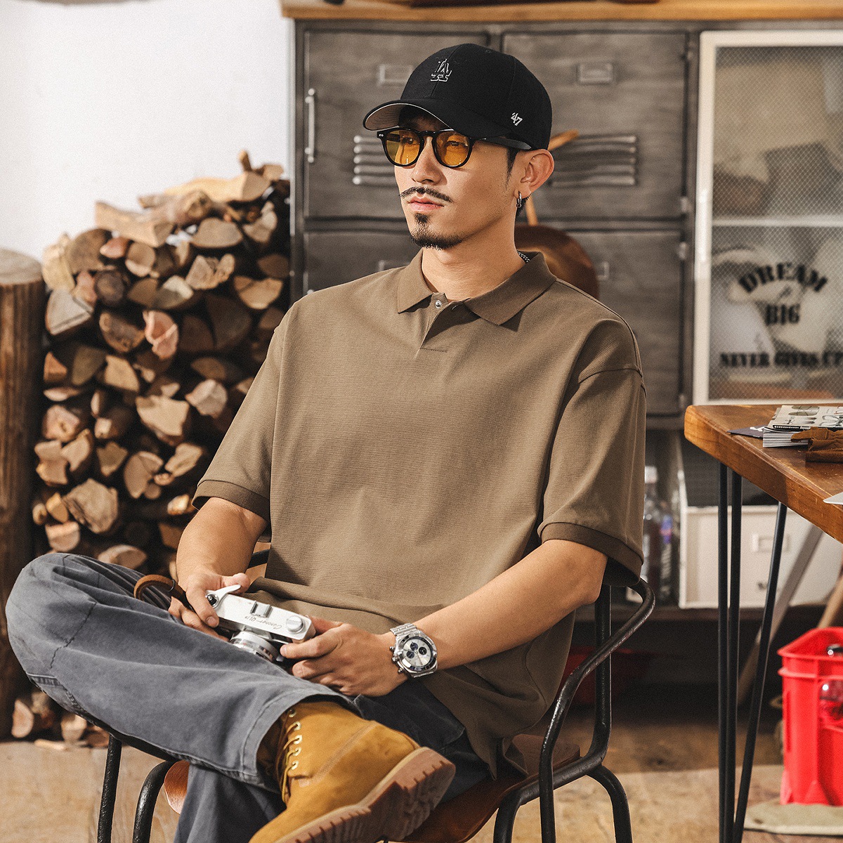 夏季新款涼感冰絲polo衫男士短袖索羅娜T恤男寬鬆大碼休閒體恤男T