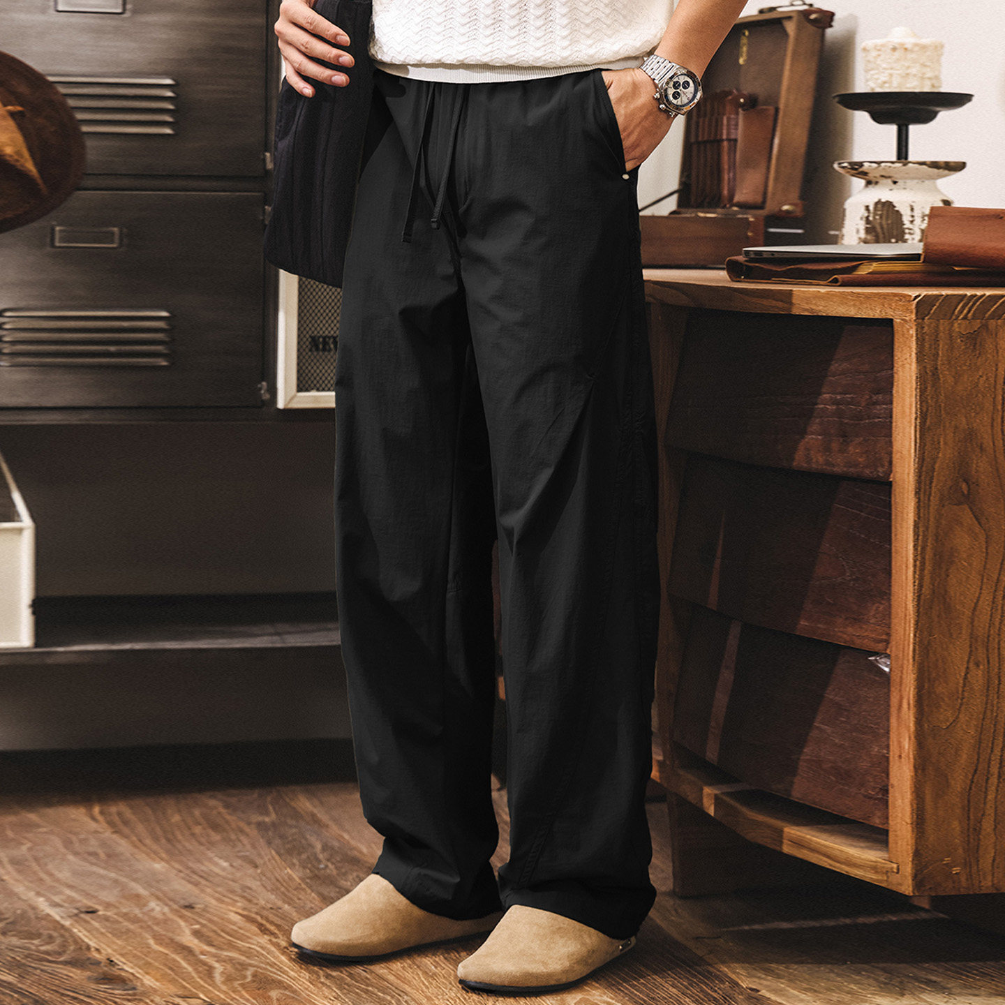 美式復古直筒薄款褲子男春季2026新款通勤潮牌工裝寬鬆休閒長褲男