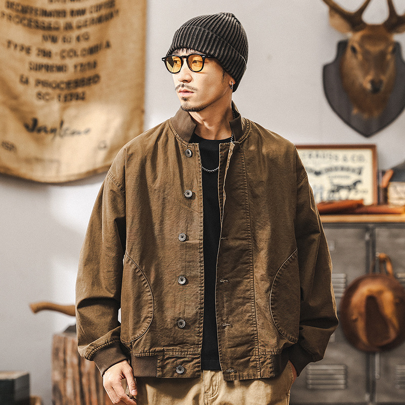 美拉德復古工裝甲板夾克男春季2025新款阿美咔嘰寬鬆休閒美式外套