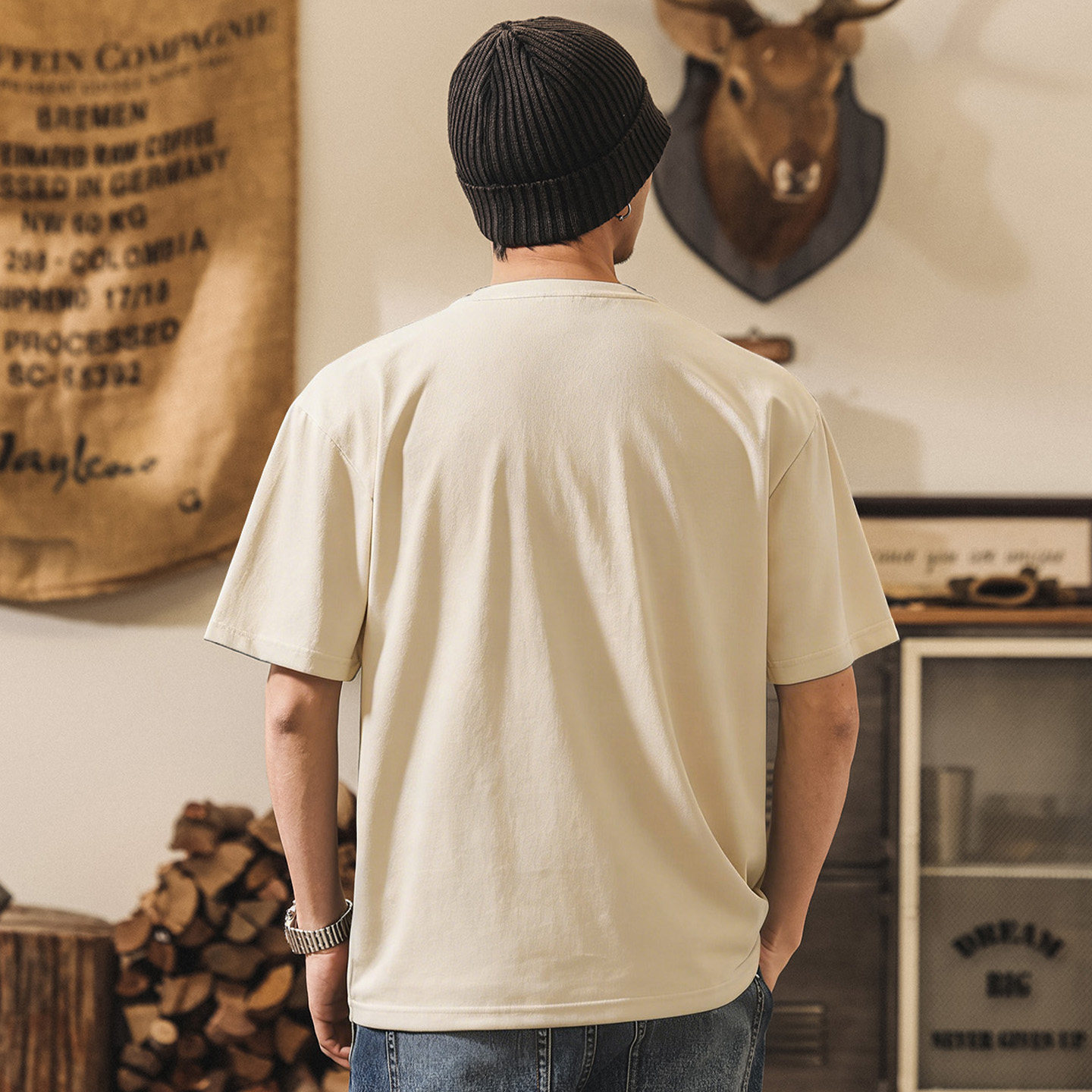 美式復古亨利領亞麻短袖男款T恤夏季2026新款潮牌寬鬆男士Polo衫