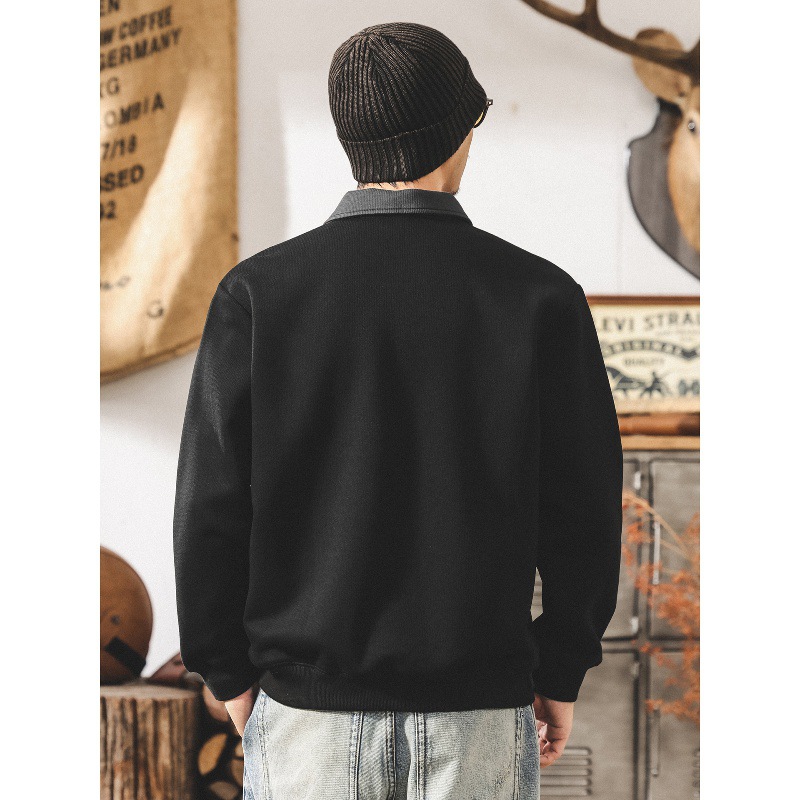 美式復古男士衛衣春秋2025新款潮牌寬鬆潮流320g重磅長袖Polo衫男