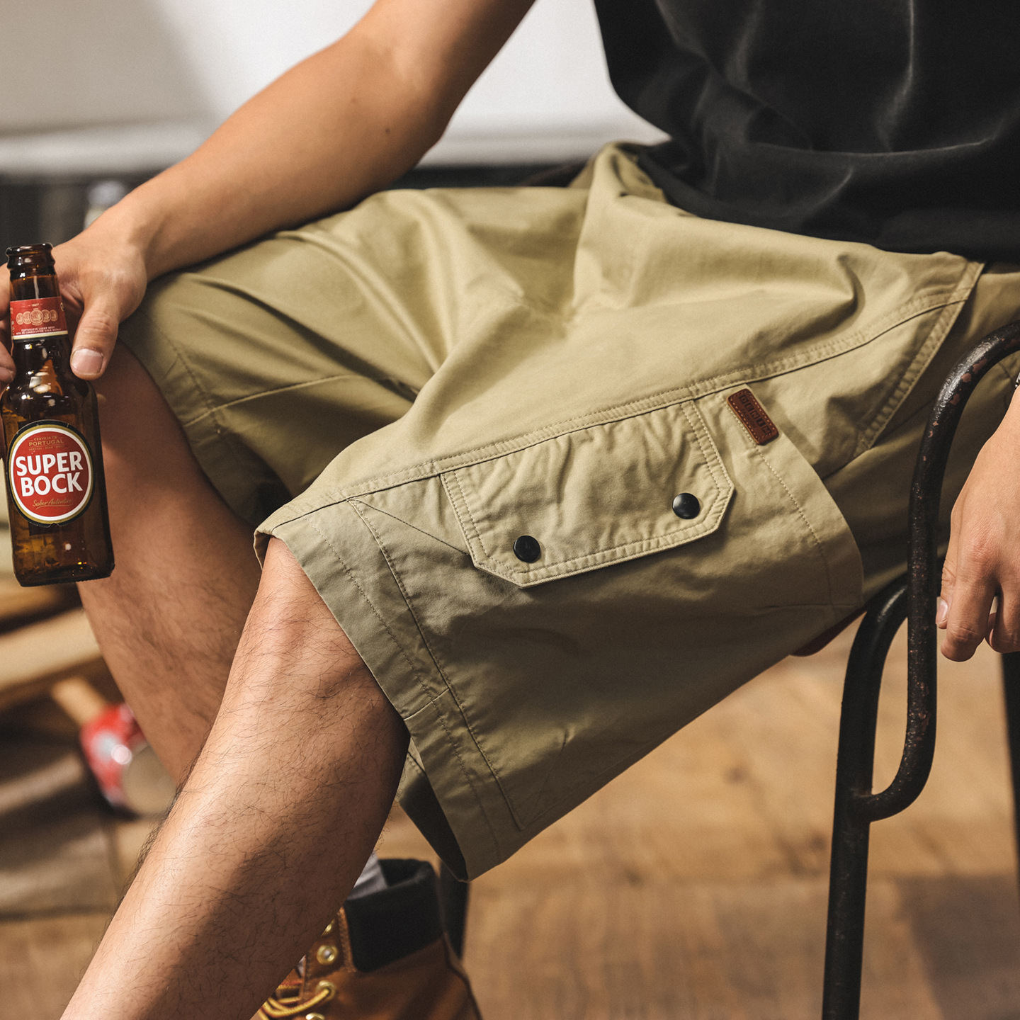 美式卡其色工裝短褲男夏季新款2025潮牌五分褲子寬鬆休閒中褲子男