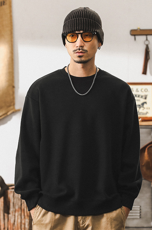 美式復古360g重磅衛衣男秋冬款潮牌寬鬆簡約男士痞帥棗紅色上衣男