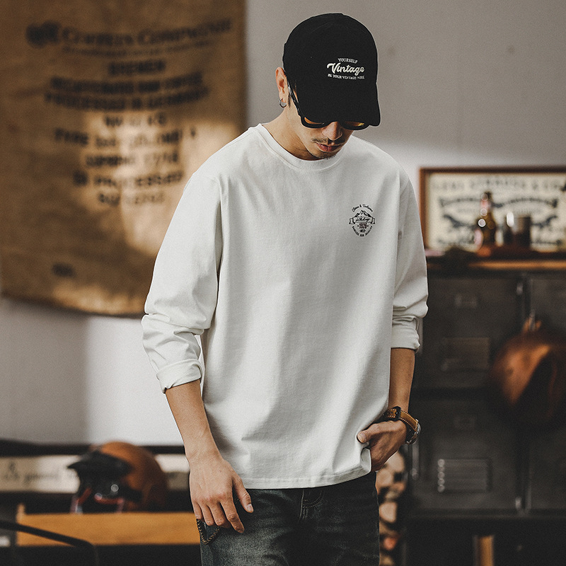 美式重磅260gT恤男長袖春季2024年新款戶外印花潮牌男裝上衣