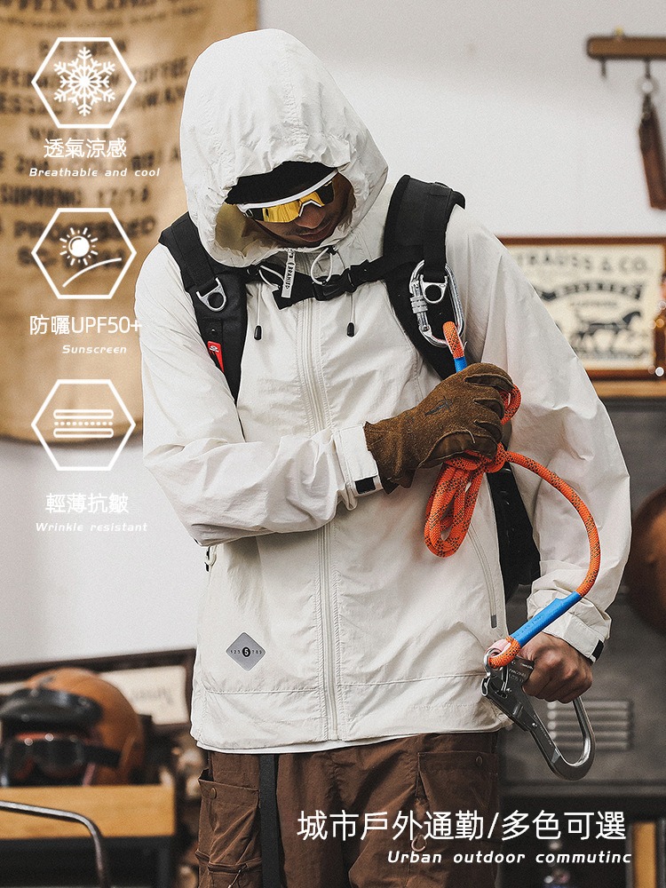 涼感薄款工裝外套男夏季防曬衣男防紫外線騎行運動戶外速乾衣服男