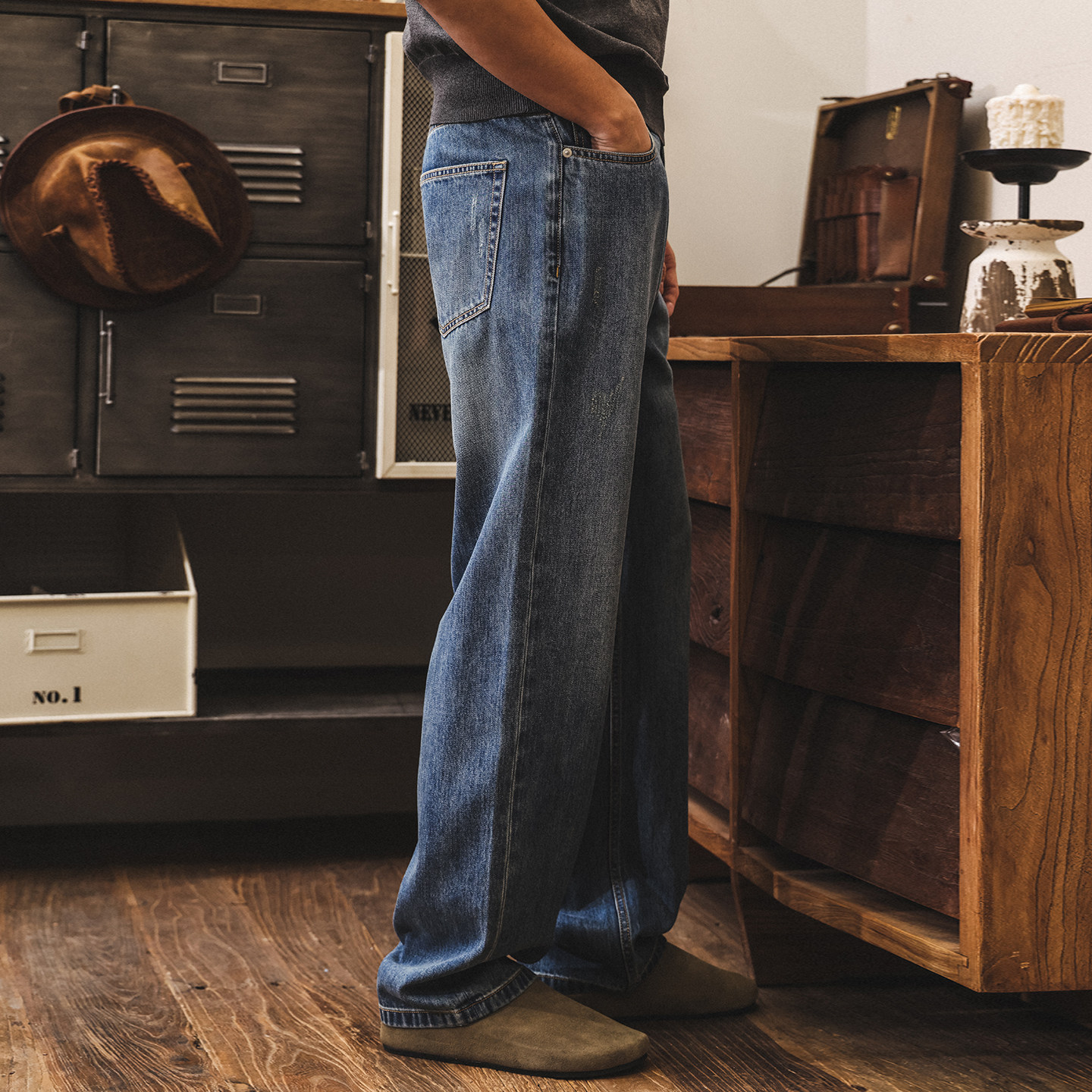 萊賽爾春季牛仔褲男2026新款美式復古潮牌寬鬆直筒水洗男士休閒褲