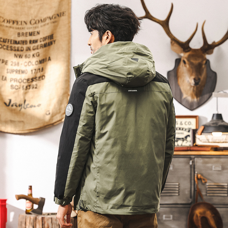 三合一新國標90鴨絨可拆卸內膽羽絨服男冬季戶外工裝男士秋冬外套