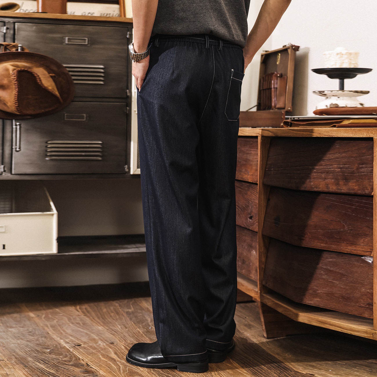 美式復古糯柔牛仔褲男款春季寬鬆潮牌老錢風寬鬆垂感休閒直筒褲男