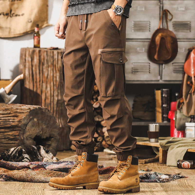 美式復古工裝褲子男春秋款潮牌城市戶外運動通勤防潑水寬鬆休閒褲