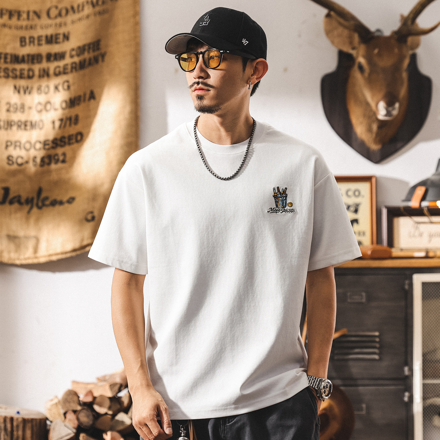 美式潮牌夏季新款男士短袖t恤2025潮牌寬鬆大碼上衣潮流半袖體恤