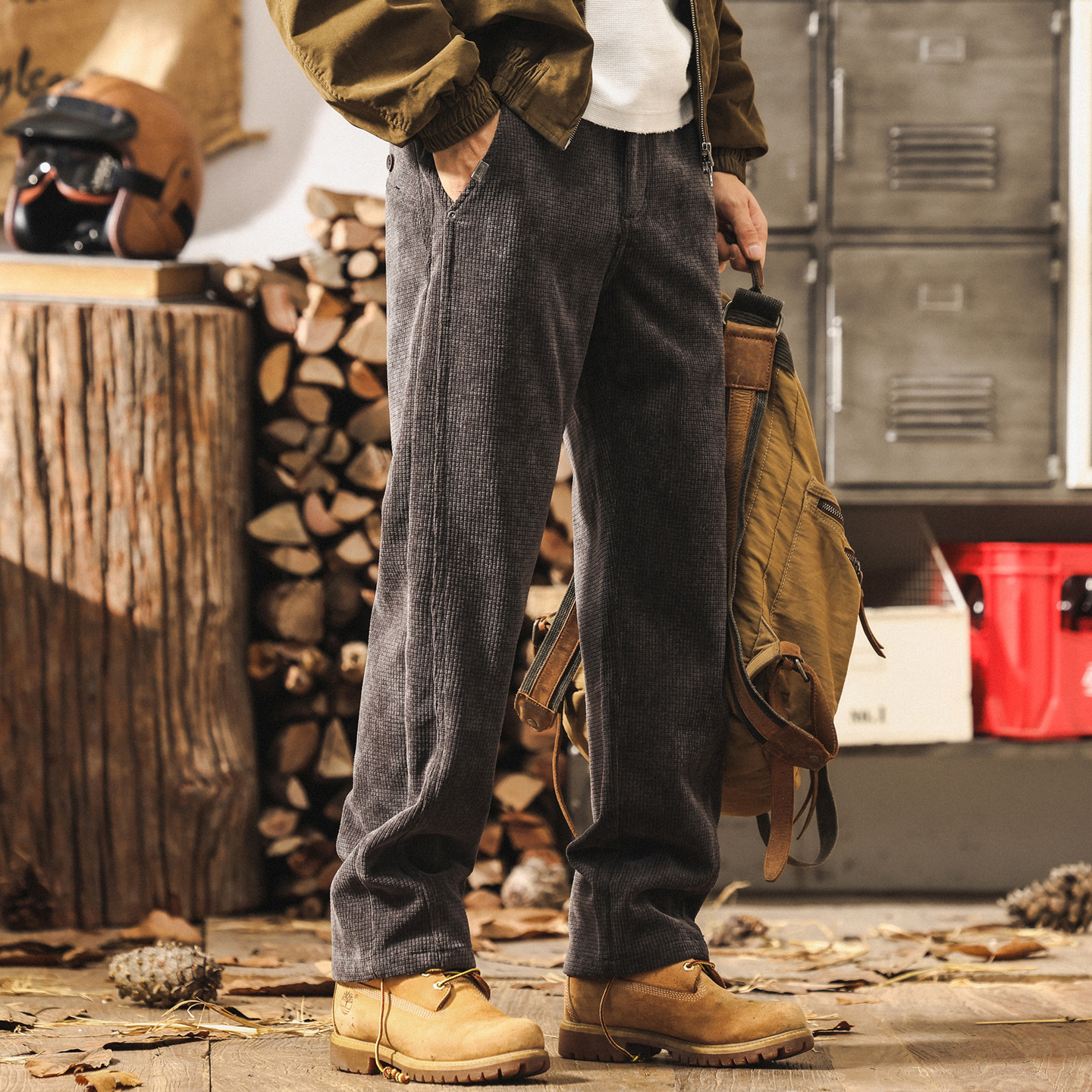 美式復古重磅雪尼爾褲子男秋冬加厚2025新款潮牌寬鬆直筒休閒褲潮