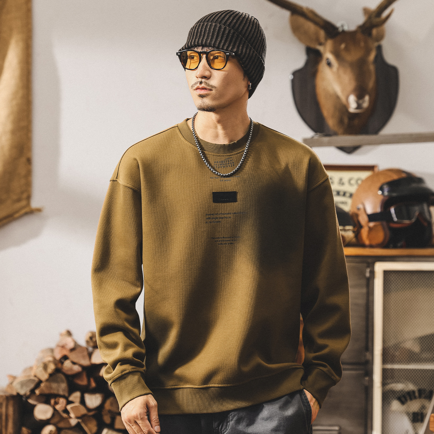 美式復古360g重磅衛衣男寬鬆大碼男裝2025新款做舊水洗秋季上衣男