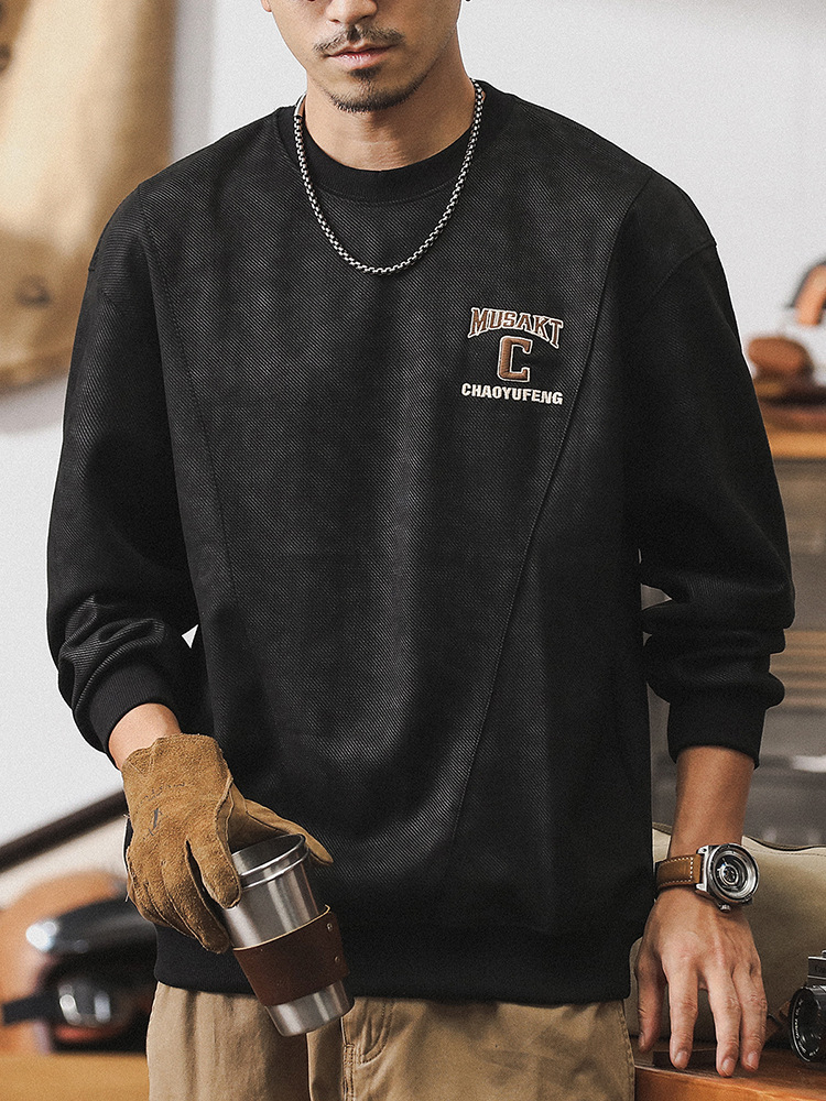 美式重磅麂皮絨衛衣男款秋季高級感潮牌衣服男士寬松休閑上衣外套