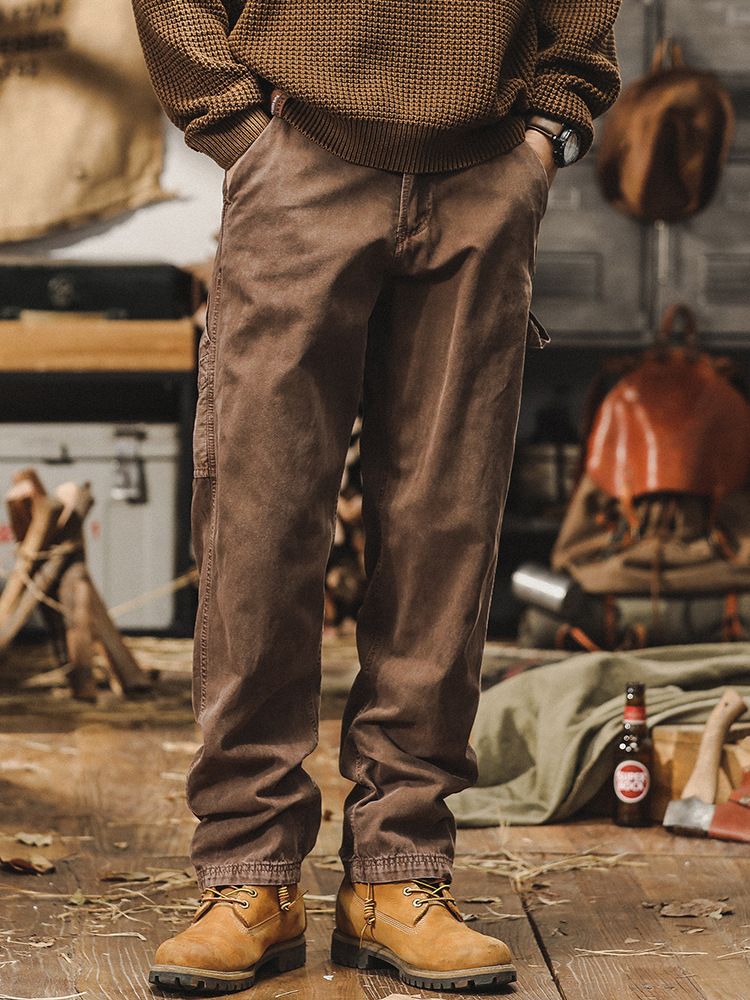 美式經典黑色工裝褲子男寬鬆直筒2024新款潮牌水洗做舊百搭休閒褲