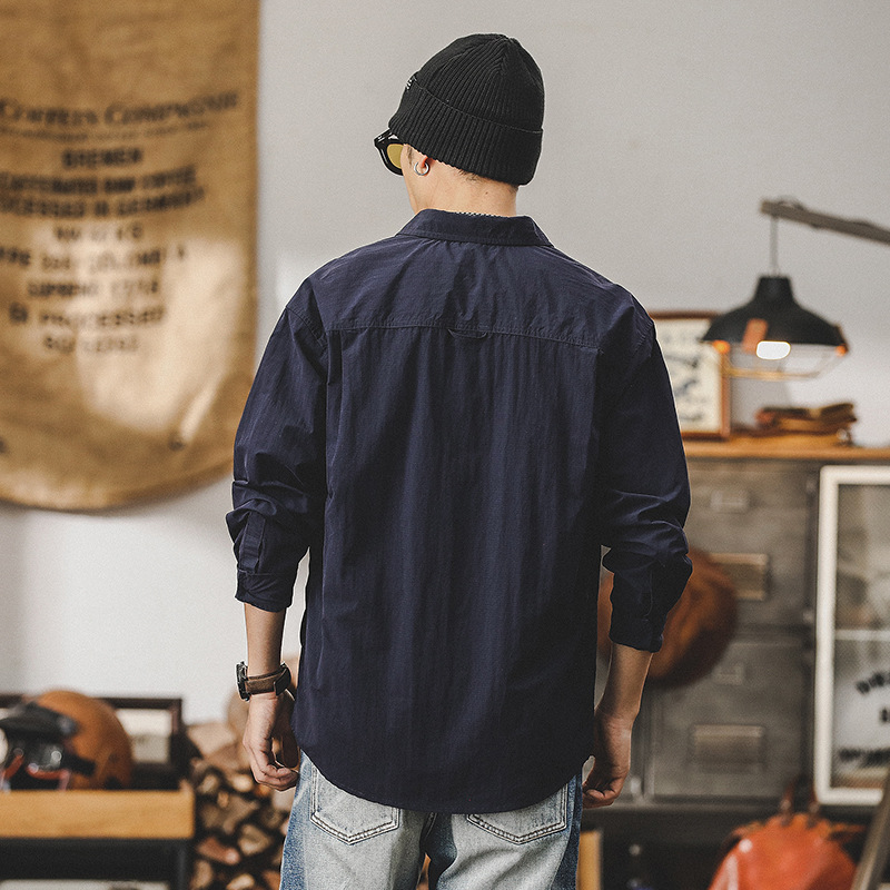 高級感工裝襯衫男長袖潮牌城市戶外通勤機能獵裝春季襯衣男士外套