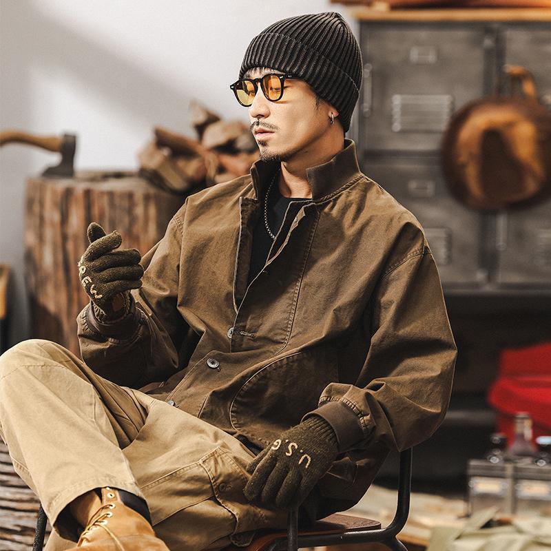 美拉德復古工裝甲板夾克男春季2025新款阿美咔嘰寬鬆休閒美式外套