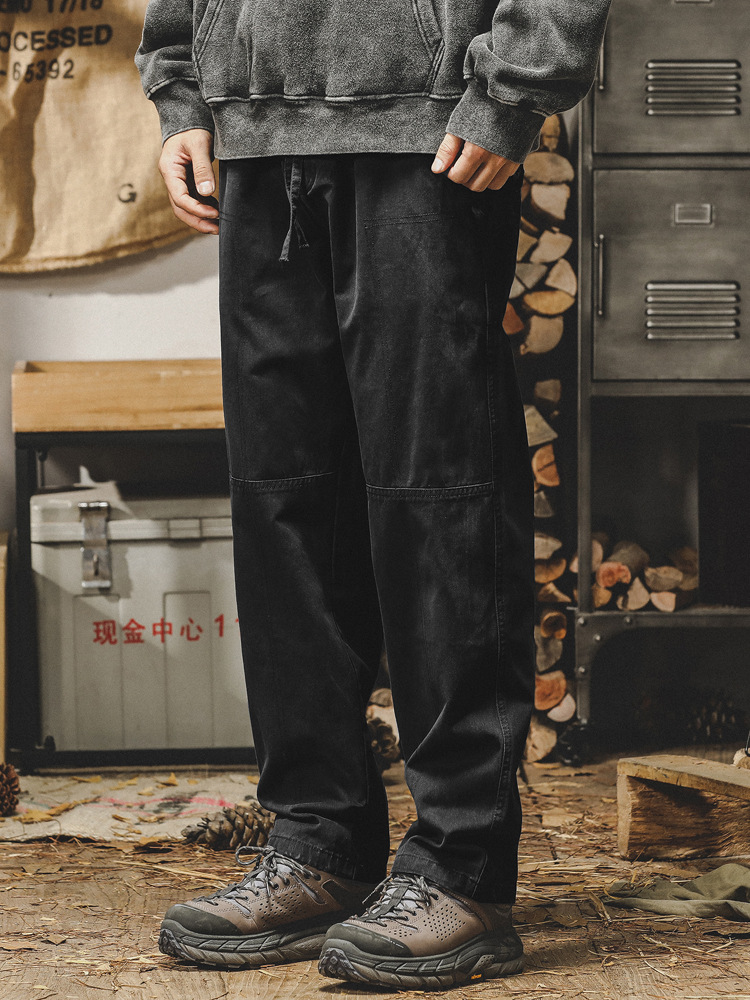 杰雷諾美式復古工裝褲子男春秋寬鬆潮牌男士休閒褲闊腿直筒長褲男