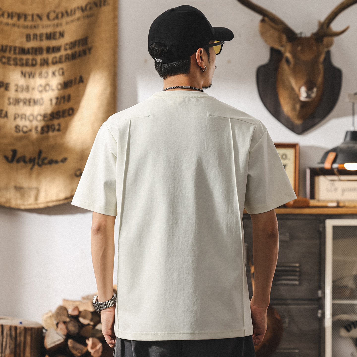 美式潮流短袖T恤男夏季新款潮牌設計感拼接體恤男士寬鬆休閒上衣T