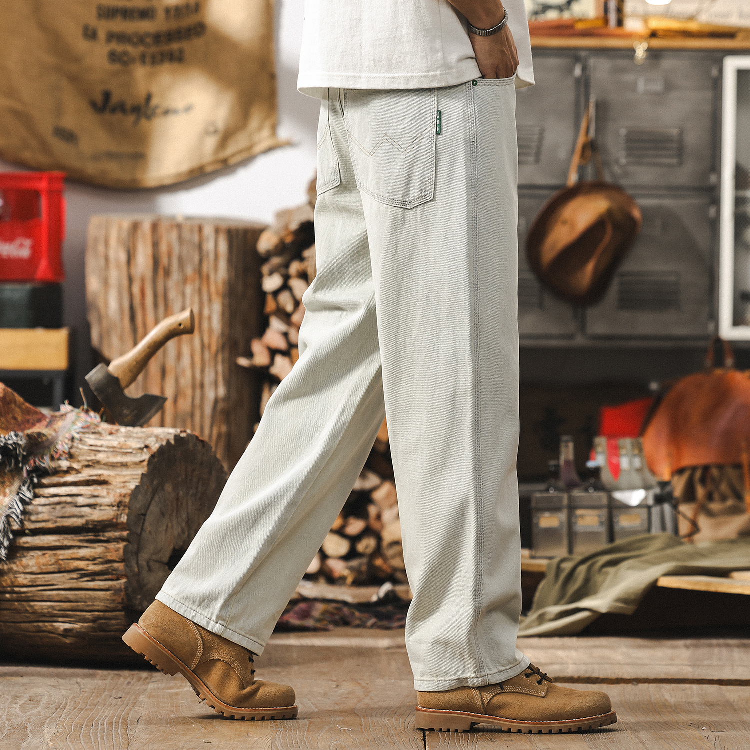 美式復古淺色牛仔褲男直筒夏季2025新款潮牌褲子男寬鬆休閒長褲子
