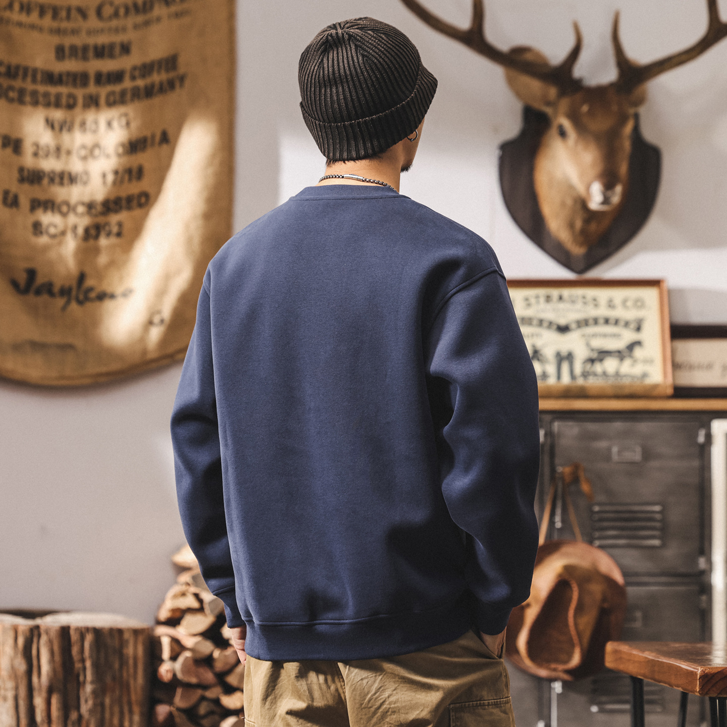 美式復古潮流刺繡衛衣男春秋新款420g重磅寬鬆大碼長袖休閒上衣男