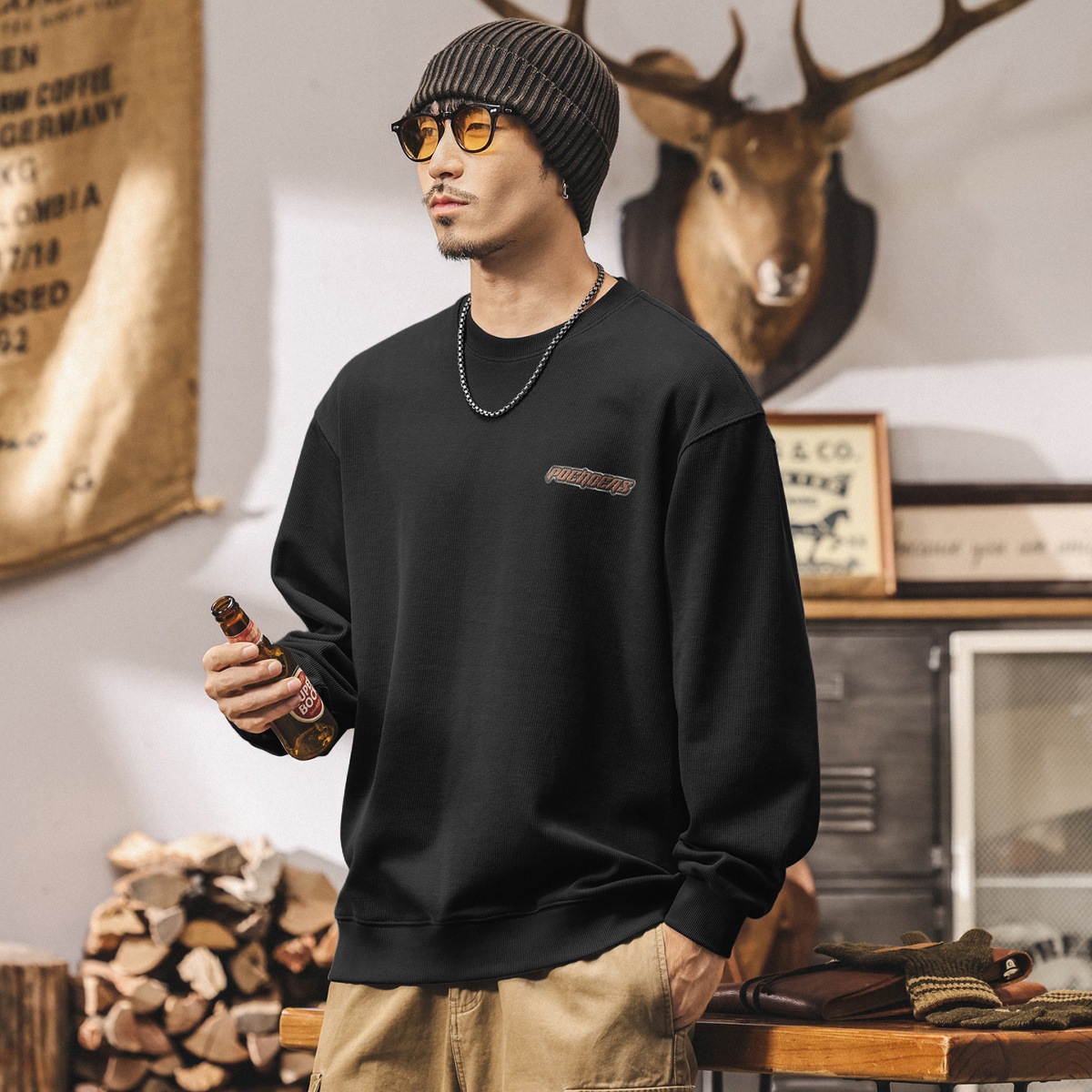 美式復古衛衣男款春秋2025新款潮牌寬鬆大碼休閒380g重磅男士上衣