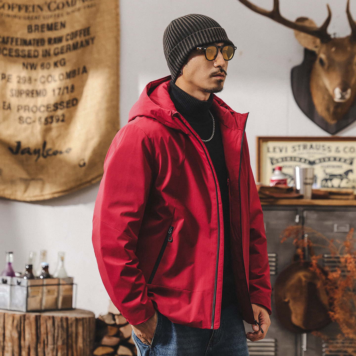 【90鵝絨】美式復古輕薄羽絨服男冬季新款戶外通勤防水連帽外套男