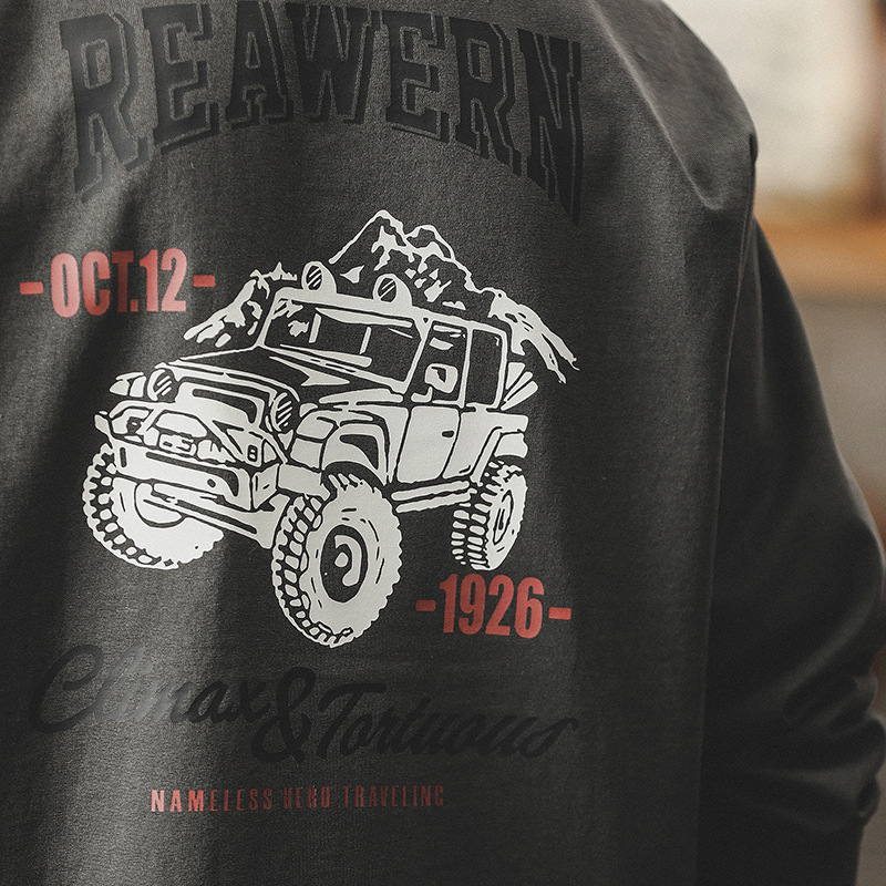 260g重磅T恤男長袖2024新款美式寬鬆潮牌精梳棉衣服男士上衣