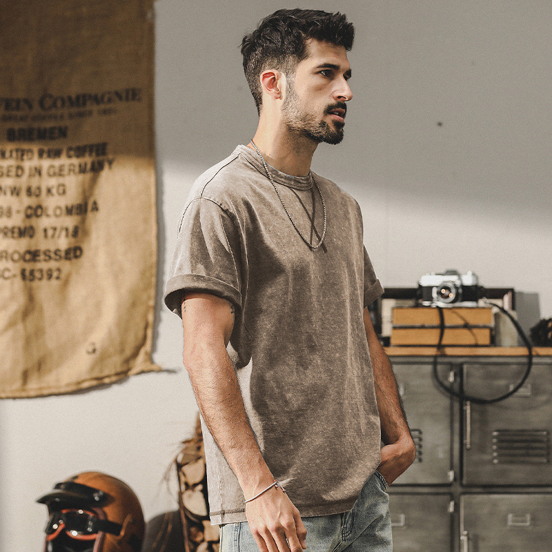 杰雷諾重磅T恤男短袖夏季2024新款美式雪花水洗寬鬆半袖男款體恤