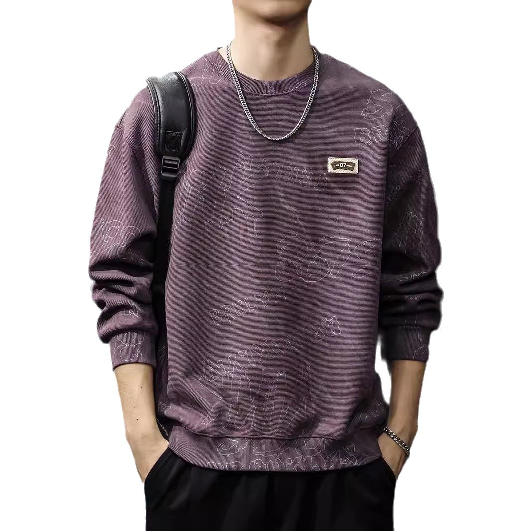 2025新款秋季重磅雲染水洗衛衣男美式痞帥長袖上衣春秋休閒外套潮